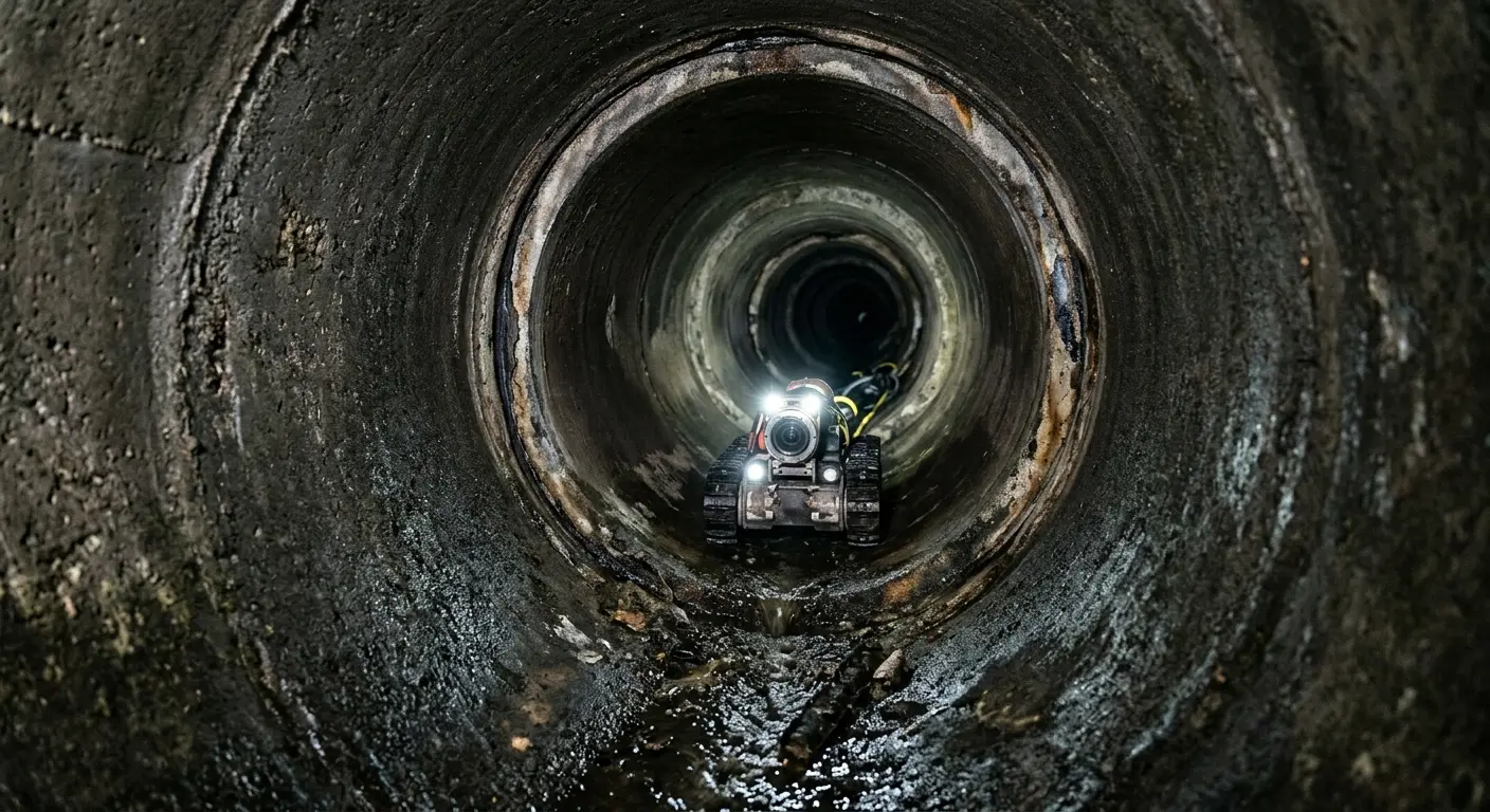 Robotic sewer camera inspecting pipe interior for Sewer Line Cleaning in Oregon